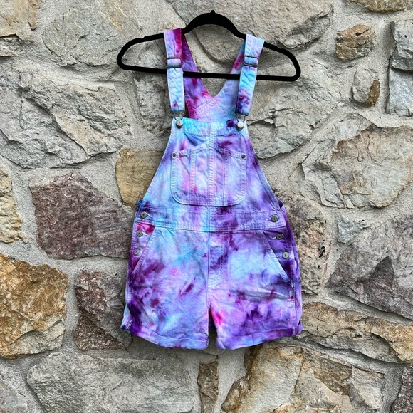 Old navy upcycled ice dyed overalls size xs - Picture 4 of 8